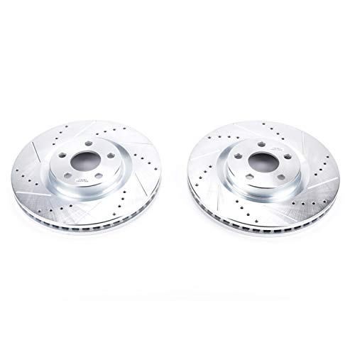Power Stop AR85182XPR Evolution Front Drilled and Slotted Rotor Pair For Ford Edge, Ford Police Responder Hybrid, Ford SSV Plug-In Hybrid, Lincoln Continental [Model Specific]