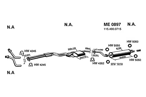 Rear Ansa ME0897 Exhaust Muffler