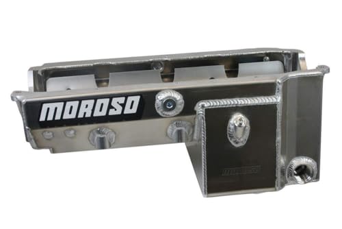 Moroso Aluminum Drag Race Oil Pan 21240, Fits Small Block Chevy Engines, Pre 85, use w/Single Stage External Oil Pump, #16AN Pick Up