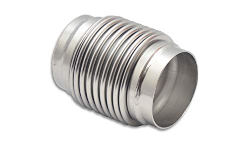 Exhaust Bellows Assembly Vibrant Performance 69527, Directional Flow Solid Liner, 1.875 in. diameter inlet, 1.875 in. diameter outlet, 2.75 in. Long, 321 Stainless Steel, Electropolished, each