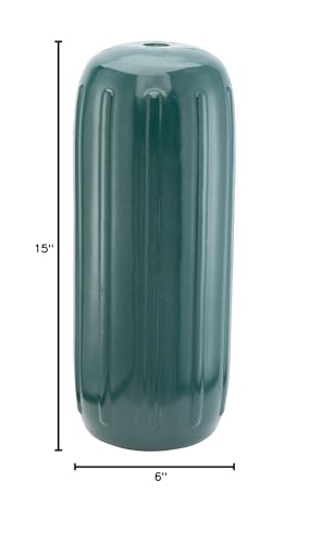 Taylor Made Inflatable Big B Boat Fender, Emerald Green (6" x 15") End-to-End Line Passage Fits 5/8" Rope, Hangs Horizontally or Vertically, Ribbed, Needle Valve, Marine-Grade Vinyl - 541025
