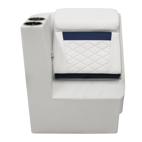 Wise DLX Series Pontoon Left Radius Lean Back Recliner - White/Mariner Blue DLX1305L-1904