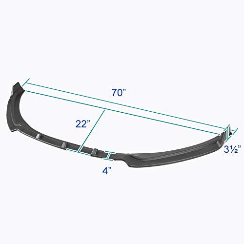 Matte Black Spec-D Tuning Front Bumper Lip Spoiler Body Kit 3PC Compatible with 2017-2018 Hyundai Elantra