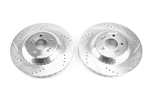 Power Stop Rear EBR1605XPR Performance Drilled, Slotted & Plated Brake Rotor Pair For Mercedes C300, Mercedes C350e, Mercedes C, Mercedes E300, Mercedes E350 [Model Specific]
