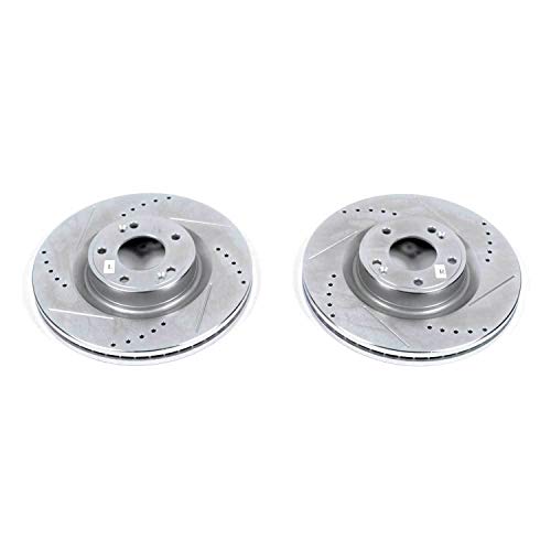 Power Stop Front JBR1531XPR Evolution Drilled & Slotted Rotor Pair For Hyundai Genesis 2009-2011, Hyundai Genesis Coupe 2010-2016 [Model Specific]