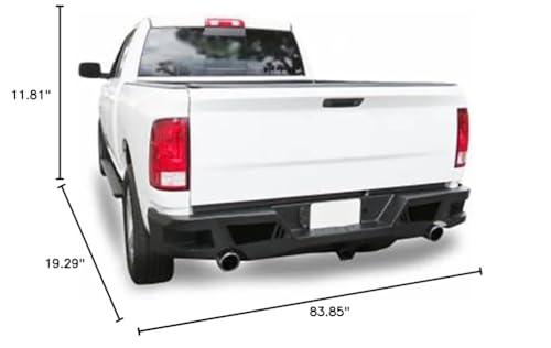 Heavy Duty Black Horse Armour Rear Bumper Black Compatible with 09-10 Dodge Ram 1500|11-18 Ram 1500|19-24 Ram 1500 Classic|2010 Dodge Ram 2500|11-24 Ram 2500|10 Dodge Ram 3500|11-24 Ram 3500-ARB-RA20