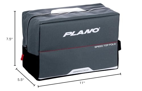 Weekend Series Plano 3600 Fold-Down Speedbag, Gray Fabric, Includes 2 3600 Stowaway Utility Boxes, Fishing Tackle Soft Storage Bag with EZ Label System, Charcoal