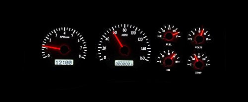 Dakota Digital VHX-95C-PU-S-W Full Size Chevy GM 95-98 Pickup Truck Analog Gauge Kit Silver Alloy White