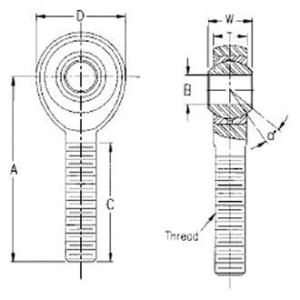 QA1 KML16-2 Precision Products ROD END (K) 3-PC CARBONM-L 1-1 (-12 THRD)