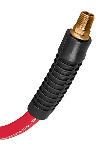 M667 Performance Tool 3/8" x 50' Red Rubber Air Hose - Durable and Flexible Hose for Industrial Use, Resistant to Oil and Abrasion