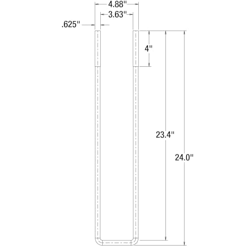 24" Square Bend U-Bolt Kit Buyers Products UB623524, 4 Complete U Bolt Kits, 5/8" Bolt, 1/2" x 4 1/4" Tie Bars, Grade 5 Equivalent Hardware