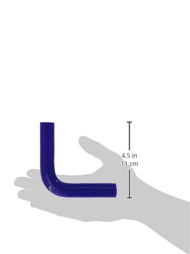 HPS Silicone High Temperature HTSEC90-044-BLUE 4-ply Reinforced 90 degree Elbow Coupler Hose, 100 PSI Maximum Pressure, 4" Leg Length on each side, 4/9" ID, Blue