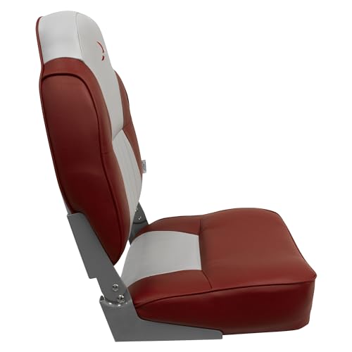 Lund Style Wise 8WD640PLS-661 High Back Boat Seat, Grey/Red