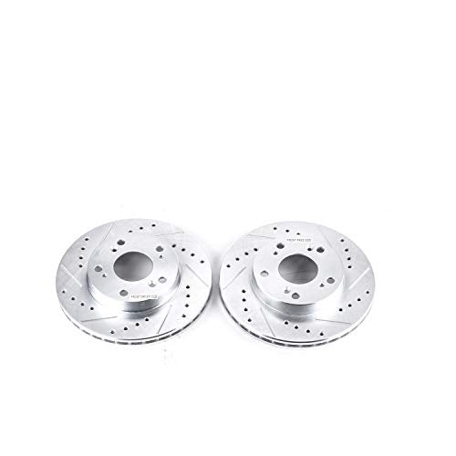 Power Stop Front JBR962XPR Drilled & Slotted Rotor Pair For Acura RSX 2002-2006, Honda CR-Z 2011-2015, Honda Civic 2004-2011 [Model Specific]