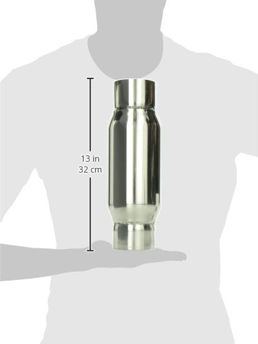 Performance Vibrant 1794 Bottle Style Resonator 3in Inlet/Outlet x 12in L, 1 Pack, Silver