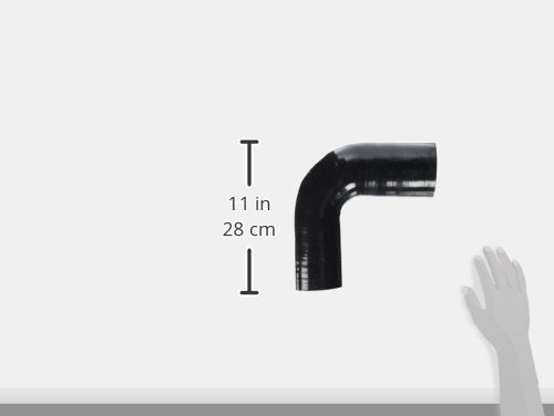 HPS Silicone High Temperature HTSER90-300-350-BLK 4-ply Reinforced 90 degree Elbow Reducer Coupler Hose, 30 PSI Maximum Pressure, 4" Leg Length on each side, 3" > 3-1/2" ID, Black