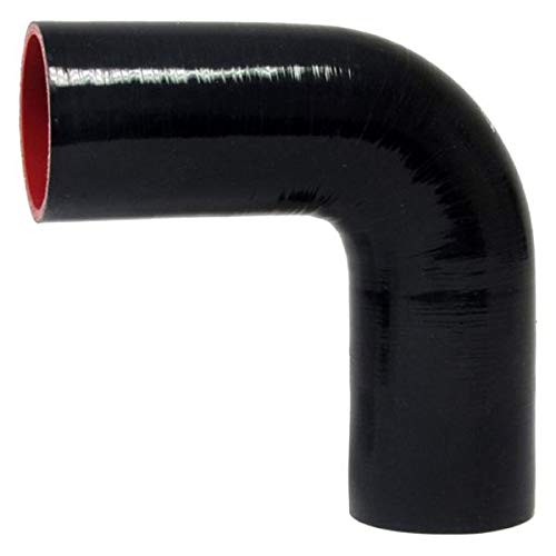 HPS 90 degree HTSEC90-150-BLK Silicone High Temperature 4-ply Reinforced Coupler Hose, 75 PSI Maximum Pressure, 4" Leg Length on each side, 1-1/2" ID, Black