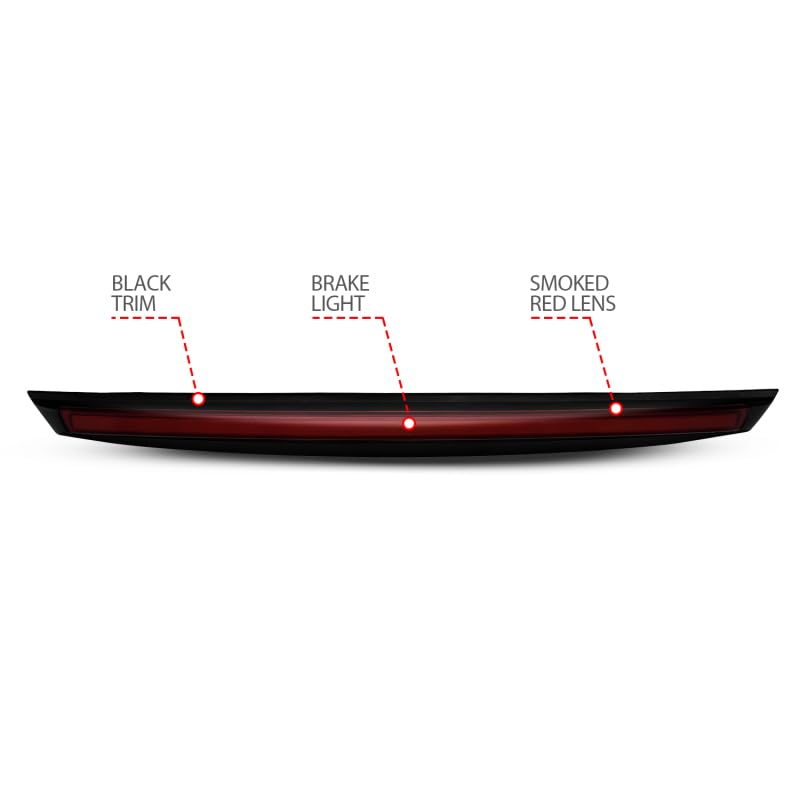 ANZO 2007-2014 Compatible with Chevrolet Suburban 1500 LED 3rd Brake Light Black Housing Smoke Lens w/Spoiler 1pc