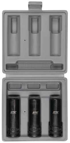 W87140 Performance Tool Damaged Lug Nut Sockets Set - 1/2" Drive (3 Pieces) with Molded Case - Removes Rusted, Rounded-Off Nuts and Bolts - 17mm, 19mm, 21mm