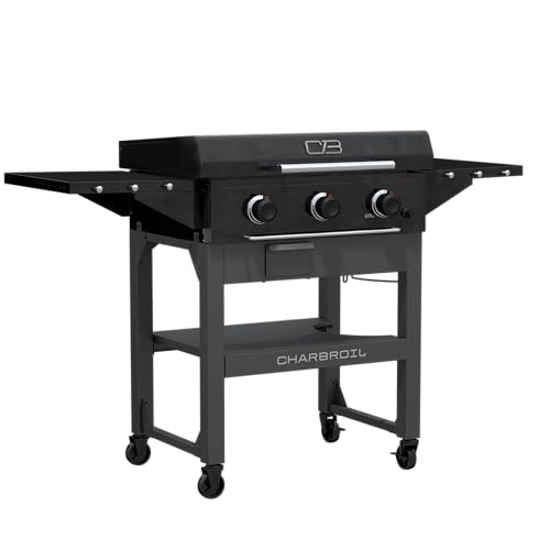 28" Charbroil XL Performance Series Propane Gas Griddle with Cart 3 Burner Flat Top Grill, Black - 463258924