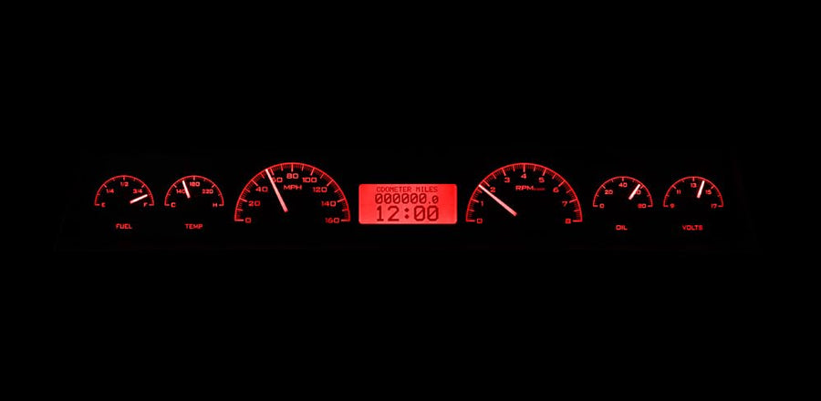 Dakota Digital VHX-66C-NOV-K-R Black Alloy Red 66 67 Chevy Nova Analog Dash Gauges