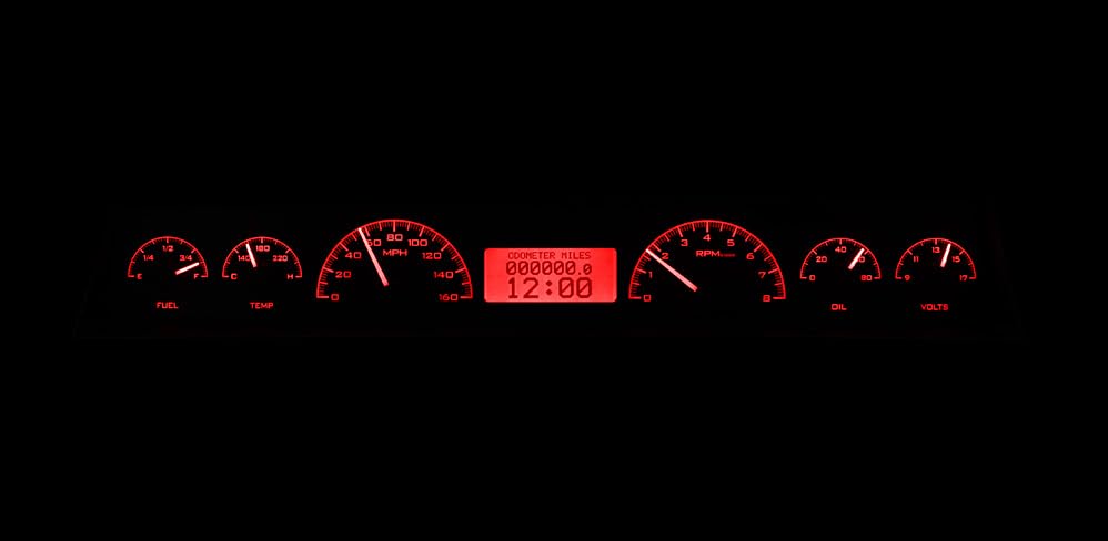 Dakota Digital VHX-66C-NOV-K-R Black Alloy Red 66 67 Chevy Nova Analog Dash Gauges