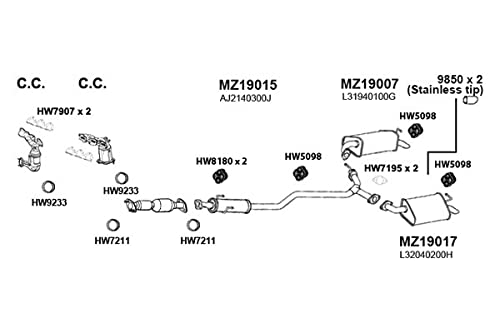 Driver Side Ansa MZ19017 - Exhaust Muffler