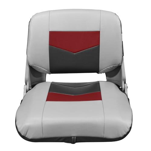 Pro Angler Wise 3309-1881 Series Fold Down Boat Seat - Marble/Regal Red/Charcoal