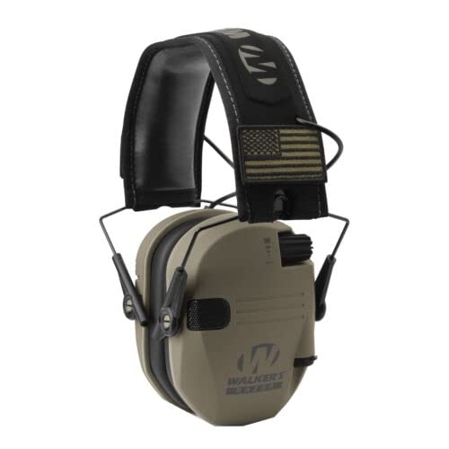 Walkers Razor Slim Shooter Electronic Ear Protection Folding Muffs, Tan Patriot