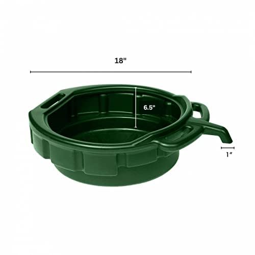 4-Gallon Funnel King Oil, Coolant and Anti-Freeze Change Drain Pan, Car Container, Ideal For Automotive / Motorcycle, Drain Safely, 6 1/2" High by 18" Wide, Green - Made in USA