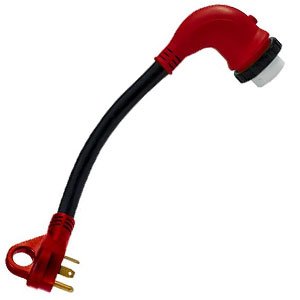 Valterra A10-3050D90 90° Mighty Cord Detachable 12" Adapter Cord - 30AM to 50AF, Red
