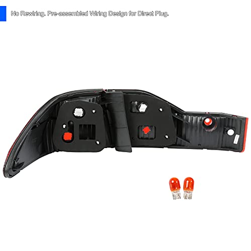 Red Tail Lights SPEC-D TUNING Compatible with 1998-2000 Honda Accord 4-Door Sedan, Left + Right Pair Assembly
