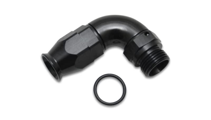 Vibrant Power 29907 90 Degree Fitting, Hose End, Full Flow, PTFE, Swivel, Reusable, 10AN Hose, -8 ORB Male Thread, Aluminum, Black Anodized, use with Vibrant 18000 series PTFE Lined Flex Hose, each