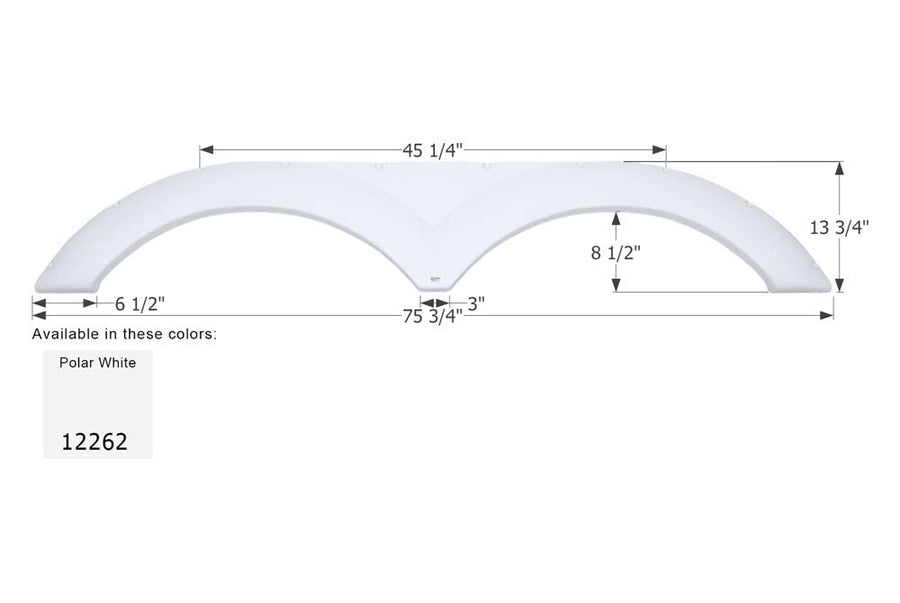 Tandem Axle Fender Skirt ICON 12262 for Dutchmen - Polar White