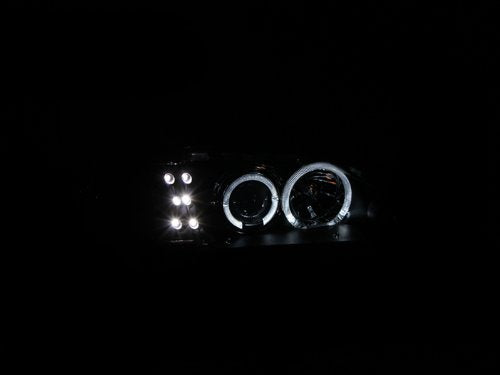 Anzo USA Black Halo 121361 Projector Headlight with Clear Lens and Amber Reflector for Ford Mustang