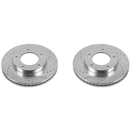 Power Stop Front JBR1518XPR Evolution Performance Drilled, Slotted & Plated Brake Rotor Pair For Kia Sorento 2007-2009 [Model Specific]