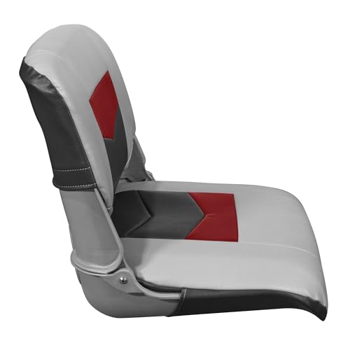 Pro Angler Wise 3309-1881 Series Fold Down Boat Seat - Marble/Regal Red/Charcoal