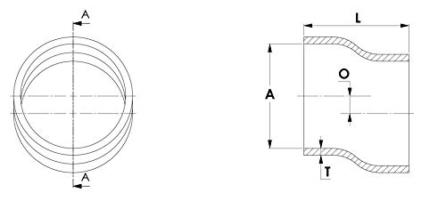 2-1/2" ID HPS Performance, 6" Length, Silicone Offset Coupler Hose, High Temp 4-ply Reinforced, Black (HTSOC-250-L6-BLK)