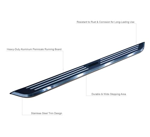 Pinnacle Black Horse Running Boards Black & Silver Compatible with 2024-2024 Kia Sorento-PIK770