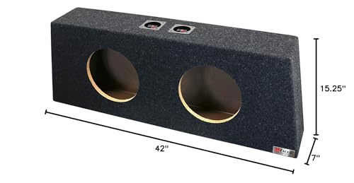 Dual Bbox 10 Inch Subwoofer Box - Sealed Carpeted Subwoofer Enclosure - Car Subwoofer Boxes & Enclosures - Pro Audio Tuned - Fits 1965-2018 Ford Mustang, Charcoal