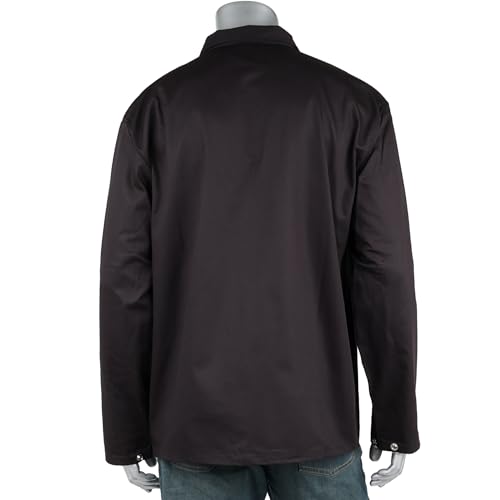 FR Treated Ironcat Cotton Sateen Jacket, 9 oz., Anodized Snaps, Interior Pocket, Pop-up Welders Collar, Scribe Pocket, Black, 3X-Large (7050B/3XL)
