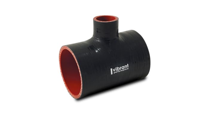 19689 Vibrant Power Hose Coupler, Silicone, 4ply Polyester Reinforced, T Adapter, 2.50in. Inlet I.D, 2.50 in. Outlet I.D, 4.00 in. Overall Length, 1.00 in. Branch I.D, Black, each