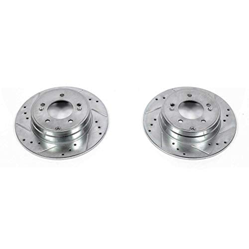 Power Stop Rear JBR1337XPR Drilled & Slotted Evolution Rotor Pair For Hyundai Azera, Hyundai Sonata, Hyundai Tucson, Kia Cadenza, Kia Optima [Model Specific]