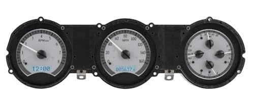 Dakota Digital VHX-62F-FAR-S-W Analog Dash Gauge System with Compatible 1962-63 Ford Fairlane, Silver Alloy Style, White Backlighting