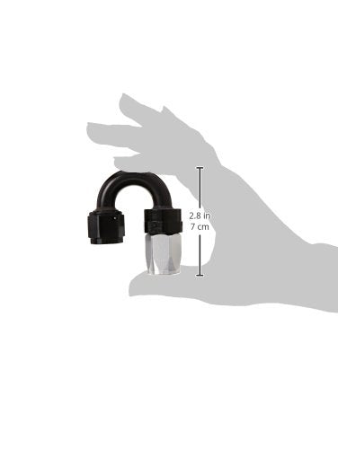 Russell Edelbrock by Edelbrock 613513 Black/Silver -8 AN 180 Degree Tight Radius Full Flow Swivel Hose End