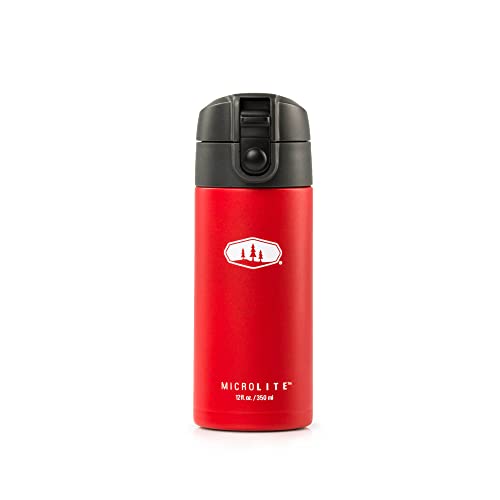 Microlite Water Bottle, GSI Outdoors, Vacuum-Insulated Stainless Steel, Haute RED, for Camping, 17 Fluid Ounces