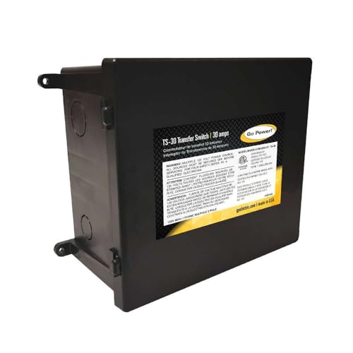 TS-30 Go Power! 30 Amp Automatic Transfer Switch, Dual Source Compatibility, Generator Delay Switch, Easy Installation, Compact Design, Black