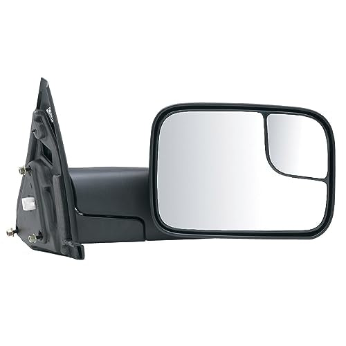 K Source Towing Mirror Passenger Side – For 2002-2009 Ram 1500, 2500, 3500, Textured Black, Spot Mirror, Flip-out-head, Foldaway