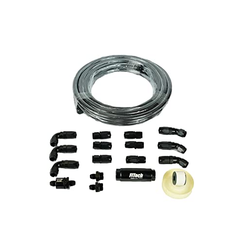 Go-Fuel FiTech Black Stainless Braided Fuel Hose Kit, 40ft