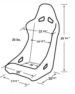 Gray Vinyl Racing Xtreme Fixed Back ProCar by Scat 80-1700-52R Common Seat
